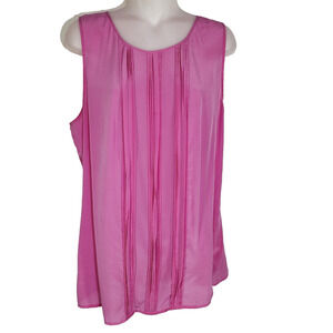 Banana Republic Womens Top Size 14 Silk Pink Button Back Pintuck Sleeveless